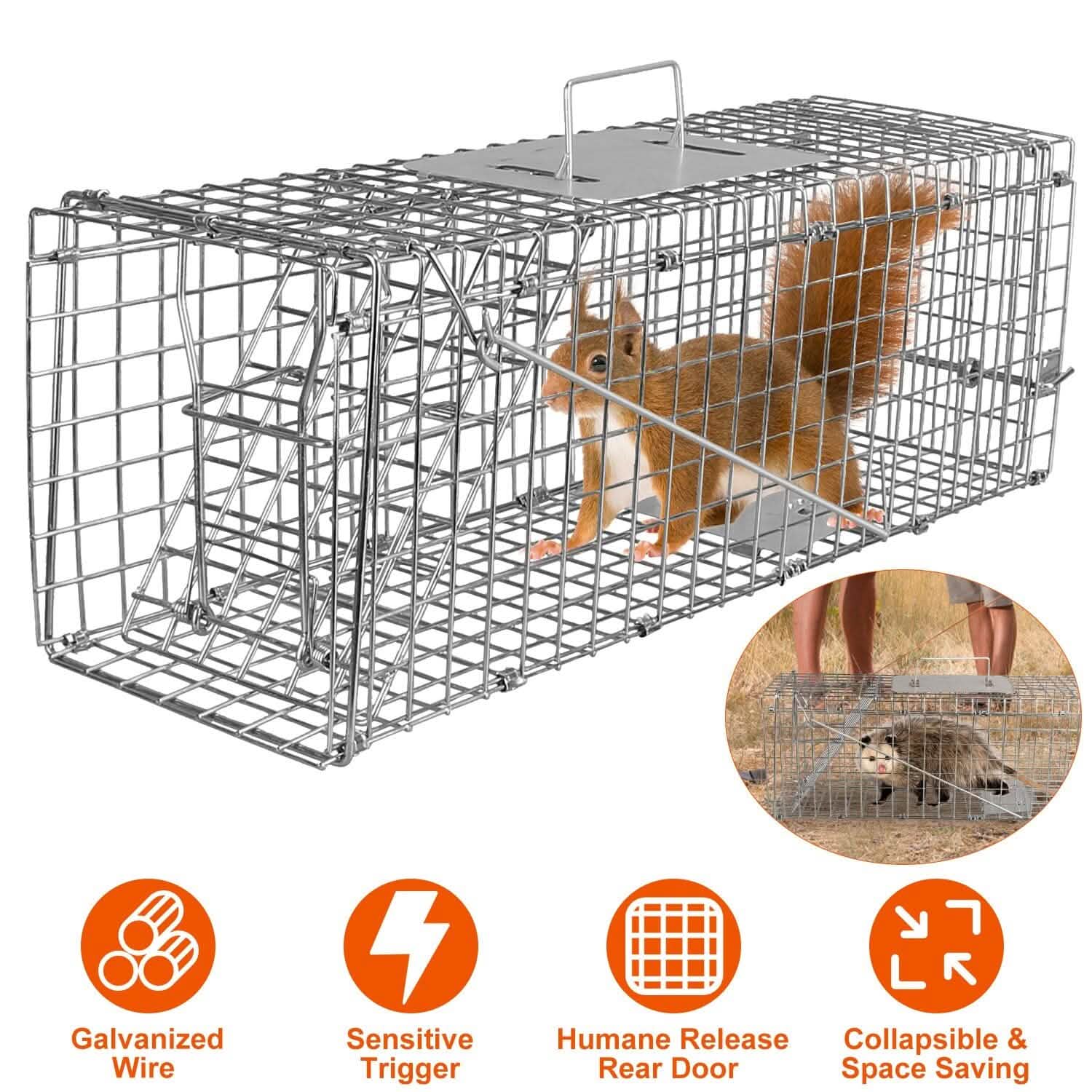 Humane Live Animal Rodent Cage Collapsible Galvanized Wire Pest Control - Tophatter Daily Deals