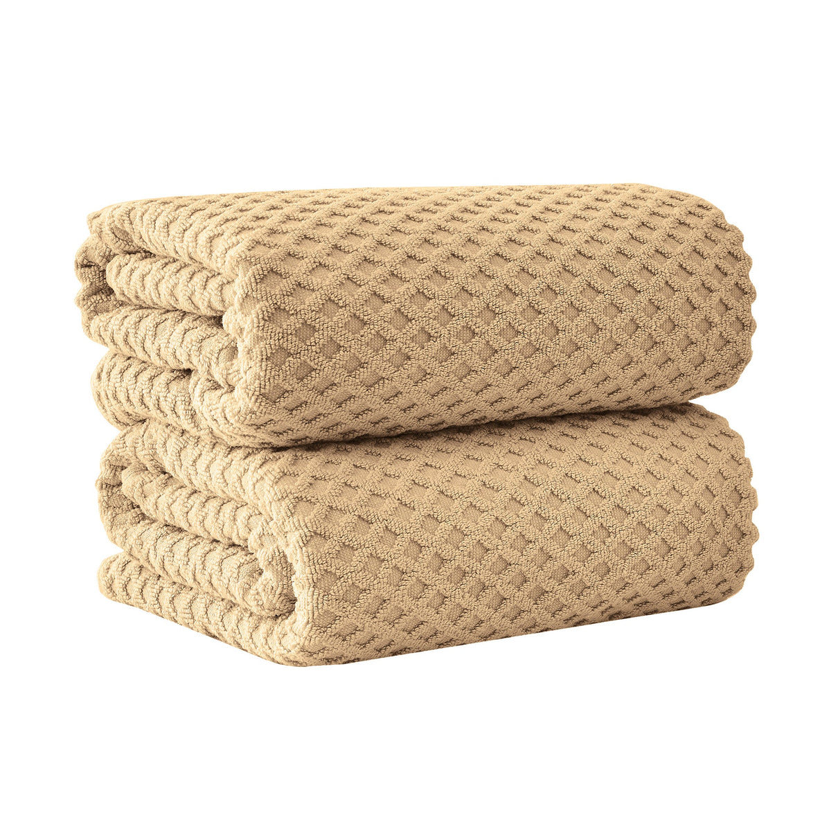 Cotton Diamond Waffle Weave Bath Towel Set - Grayson Collection Bath Sheet (Pack of 2) Oatmeal Bath - Tophatter Daily Deals