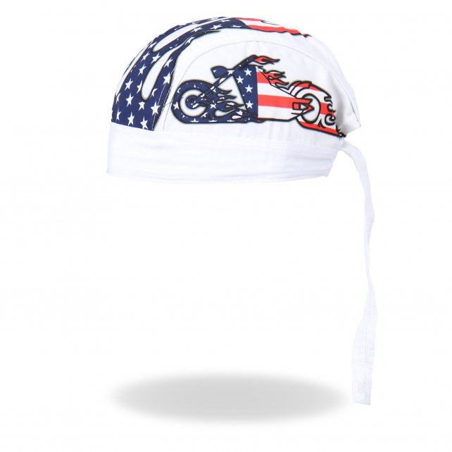 Hot Leathers American Bike Headwrap White Premium Durag Cap Headwrap - Tophatter Daily Deals