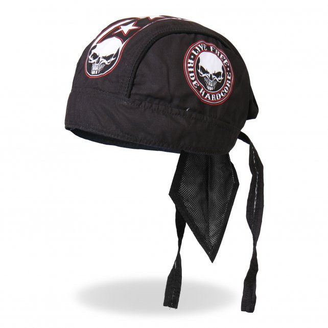 Hot Leathers Stencil Skull Headwrap Premium Biker Live Free Du-Rag Headwrap - Tophatter Daily Deals