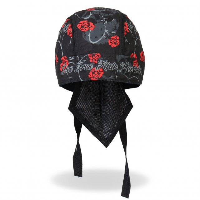 Hot Leathers Skull & Roses Headwrap Lightweight Live Free Durag Headwrap - Tophatter Daily Deals