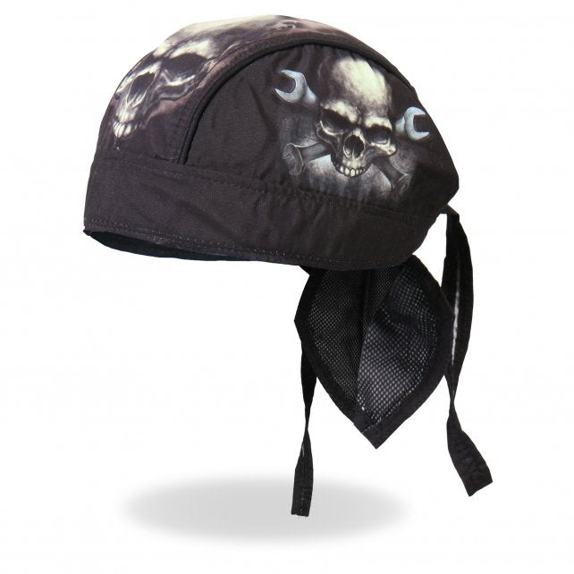 Hot Leathers Skull & Wrench Bones Headwrap Premium Biker Du-Rag Headwrap - Tophatter Daily Deals