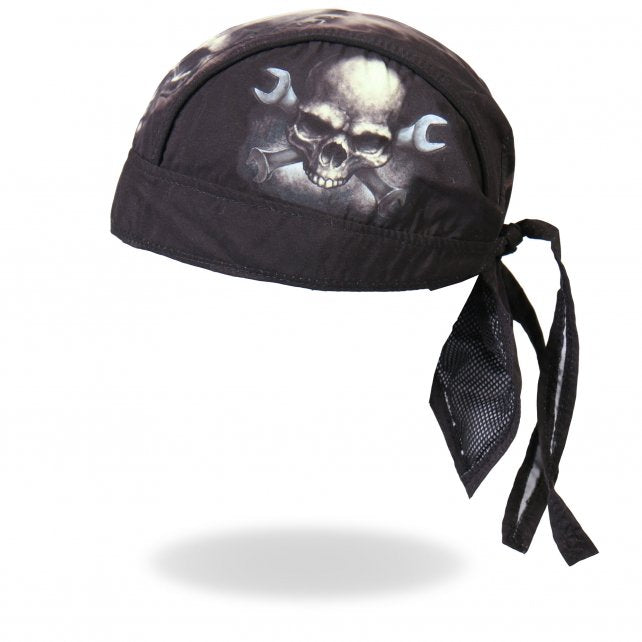 Hot Leathers Skull & Wrench Bones Headwrap Premium Biker Du-Rag Headwrap - Tophatter Daily Deals