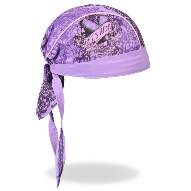 Hot Leathers Purple Stained Heart Headwrap Flower Premium Du-Rag Headwrap - Tophatter Daily Deals