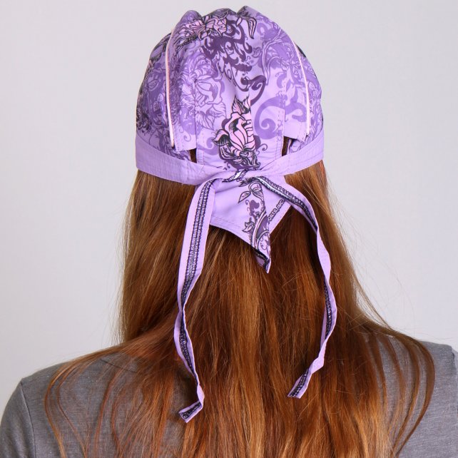 Hot Leathers Purple Stained Heart Headwrap Flower Premium Du-Rag Headwrap - Tophatter Daily Deals