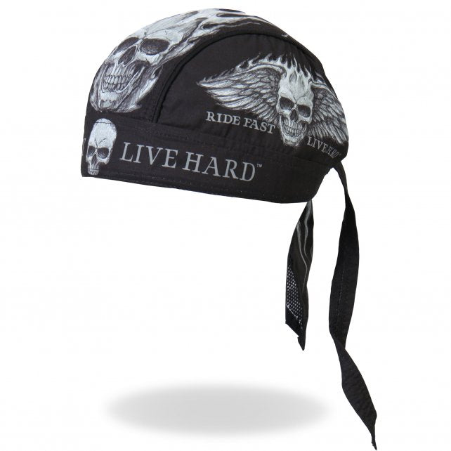 Hot Leathers Bad Scratch Headwrap Winged Skull Premium Biker Du-Rag Headwrap - Tophatter Daily Deals