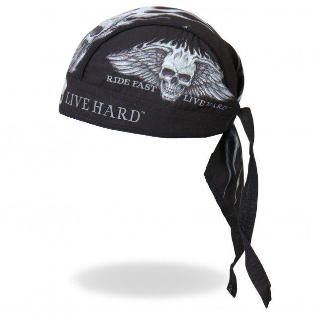 Hot Leathers Bad Scratch Headwrap Winged Skull Premium Biker Du-Rag Headwrap - Tophatter Daily Deals