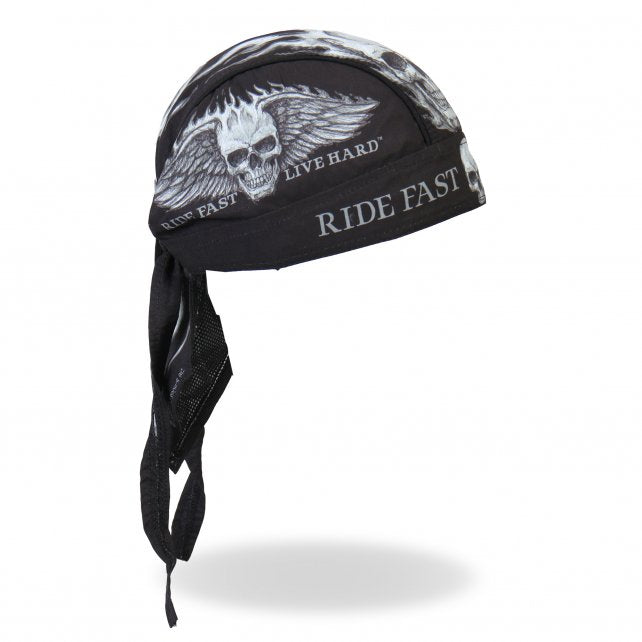 Hot Leathers Bad Scratch Headwrap Winged Skull Premium Biker Du-Rag Headwrap - Tophatter Daily Deals