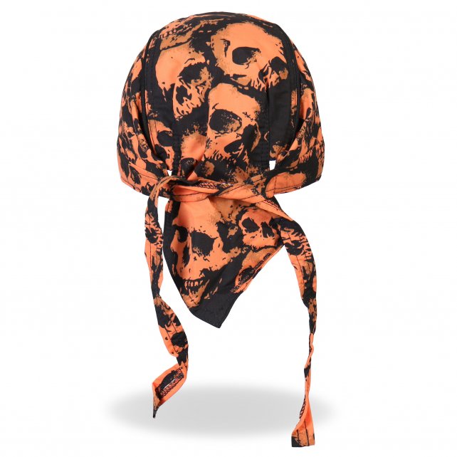 Hot Leathers Ancient Skulls Premium Headwrap Orange Biker Du-Rag Headwrap - Tophatter Daily Deals