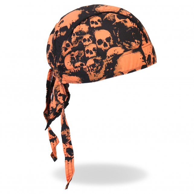 Hot Leathers Ancient Skulls Premium Headwrap Orange Biker Du-Rag Headwrap - Tophatter Daily Deals
