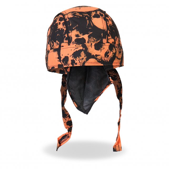 Hot Leathers Ancient Skulls Premium Headwrap Orange Biker Du-Rag Headwrap - Tophatter Daily Deals