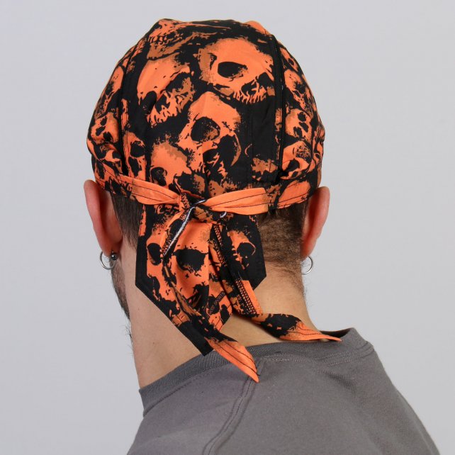 Hot Leathers Ancient Skulls Premium Headwrap Orange Biker Du-Rag Headwrap - Tophatter Daily Deals