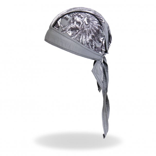 Hot Leathers Indian Chief Premium Headwrap Skull Headdress Biker Du-Rag Headwrap - Tophatter Daily Deals
