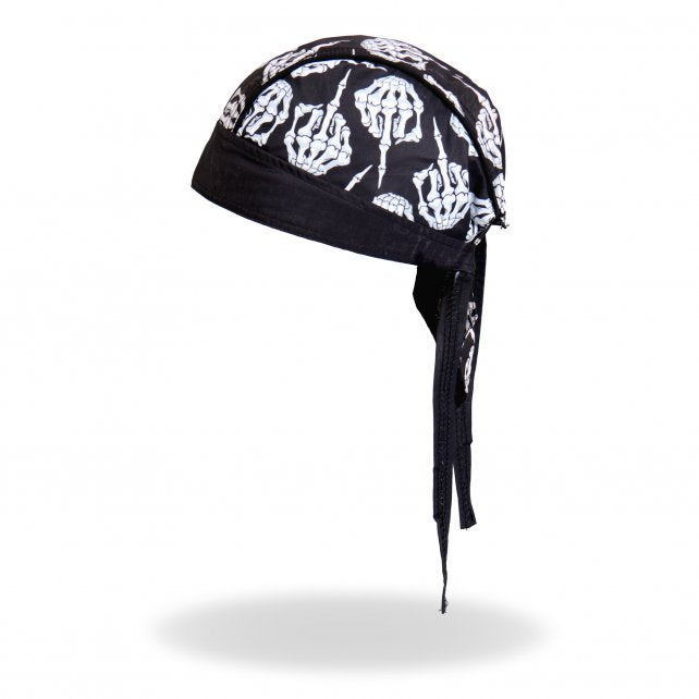 Hot Leathers Skeleton Middle Finger Headwrap Premium Biker Du-Rag Headwrap - Tophatter Daily Deals
