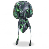 Hot Leathers Skeleton Cycle Premium Headwrap Indian Green Biker Du-Rag Headwrap - Tophatter Daily Deals