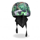 Hot Leathers Skeleton Cycle Premium Headwrap Indian Green Biker Du-Rag Headwrap - Tophatter Daily Deals