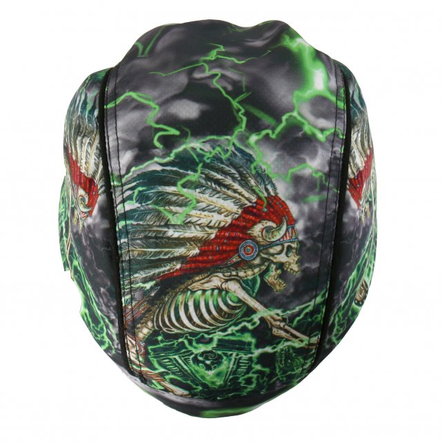 Hot Leathers Skeleton Cycle Premium Headwrap Indian Green Biker Du-Rag Headwrap - Tophatter Daily Deals