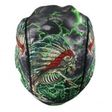 Hot Leathers Skeleton Cycle Premium Headwrap Indian Green Biker Du-Rag Headwrap - Tophatter Daily Deals