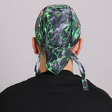 Hot Leathers Skeleton Cycle Premium Headwrap Indian Green Biker Du-Rag Headwrap - Tophatter Daily Deals