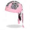 Hot Leathers Banner Skull Headwrap Pink Ride Forever Premium Du-Rag Headwrap - Tophatter Daily Deals