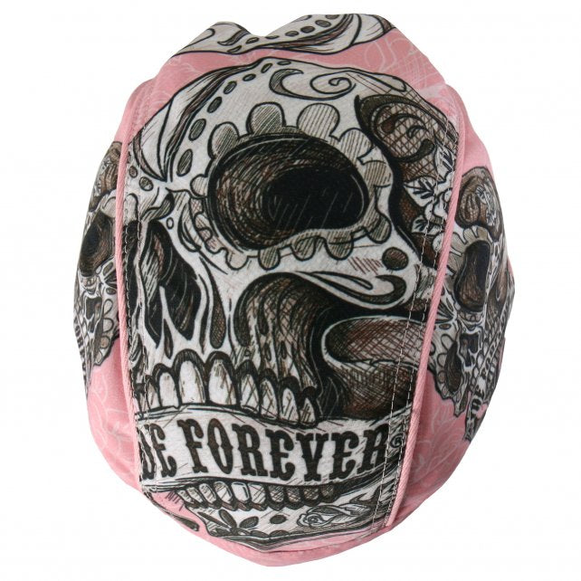 Hot Leathers Banner Skull Headwrap Pink Ride Forever Premium Du-Rag Headwrap - Tophatter Daily Deals