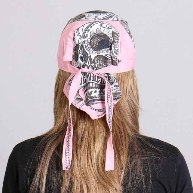 Hot Leathers Banner Skull Headwrap Pink Ride Forever Premium Du-Rag Headwrap - Tophatter Daily Deals