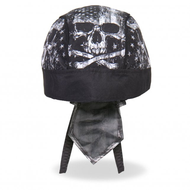 Hot Leathers Premium Headwrap - Flag Skull Motorcycle Durag Headwrap - Tophatter Daily Deals