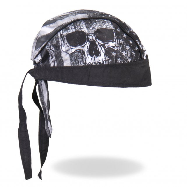 Hot Leathers Premium Headwrap - Flag Skull Motorcycle Durag Headwrap - Tophatter Daily Deals