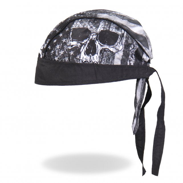 Hot Leathers Premium Headwrap - Flag Skull Motorcycle Durag Headwrap - Tophatter Daily Deals