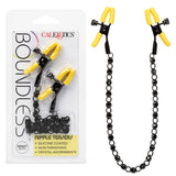 Boundless Nipple Teasers Adjustable Black Chain with Yellow Silicone Coated Clamps and Crystal Adornments > Sex Toys > Nipple Clamps - Tophatter Daily Deals
