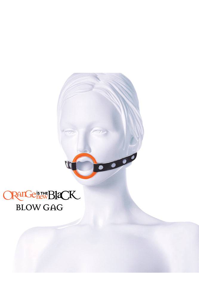 Icon Brands - Orange is the New Black - Open Mouth Blow Gag - Black/Orange BDSM - Tophatter Daily Deals