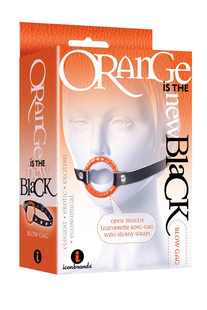 Icon Brands - Orange is the New Black - Open Mouth Blow Gag - Black/Orange BDSM - Tophatter Daily Deals