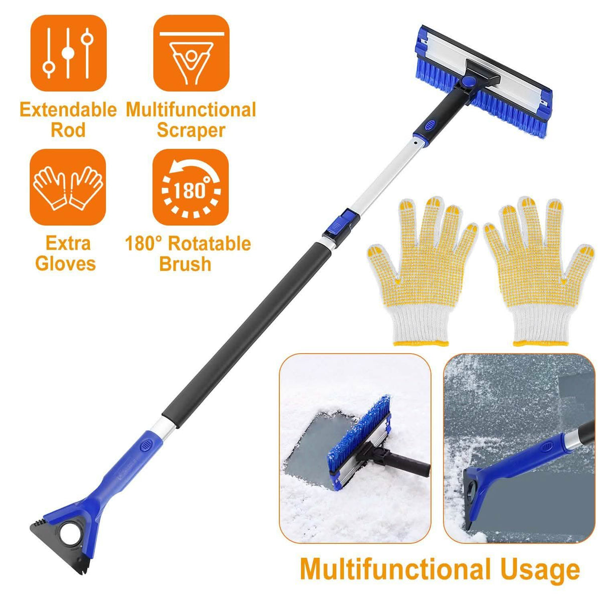 Ice Scraper Extendable Telescoping Snow Remover Automotive - Tophatter Daily Deals