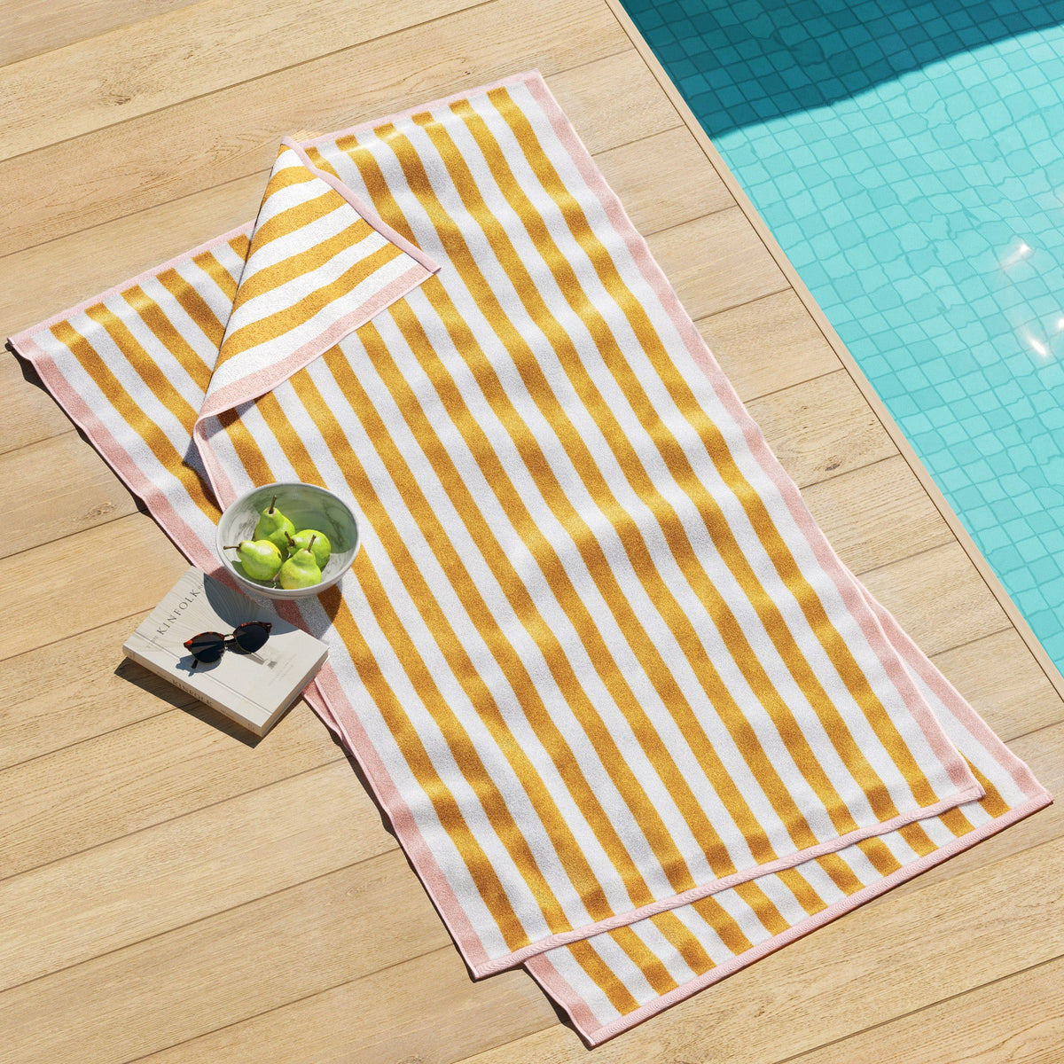 Oversized Striped Border Cabana Beach Towel - Santa Cruz Bath - Tophatter Daily Deals