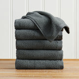 100% Cotton Woven Texture Bath Towel Set - Marbella Collection Hand Towel (Pack of 6) Midnight Blue Bath - Tophatter Daily Deals
