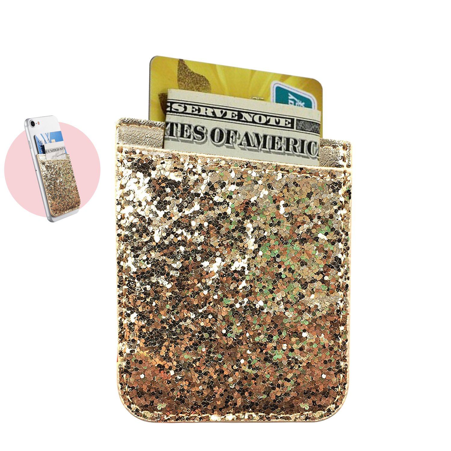iFab Stick-On ID, Credit Card Wallet Phone Case for iPhone, Android Smartphones Gold Phone Case - Tophatter Daily Deals