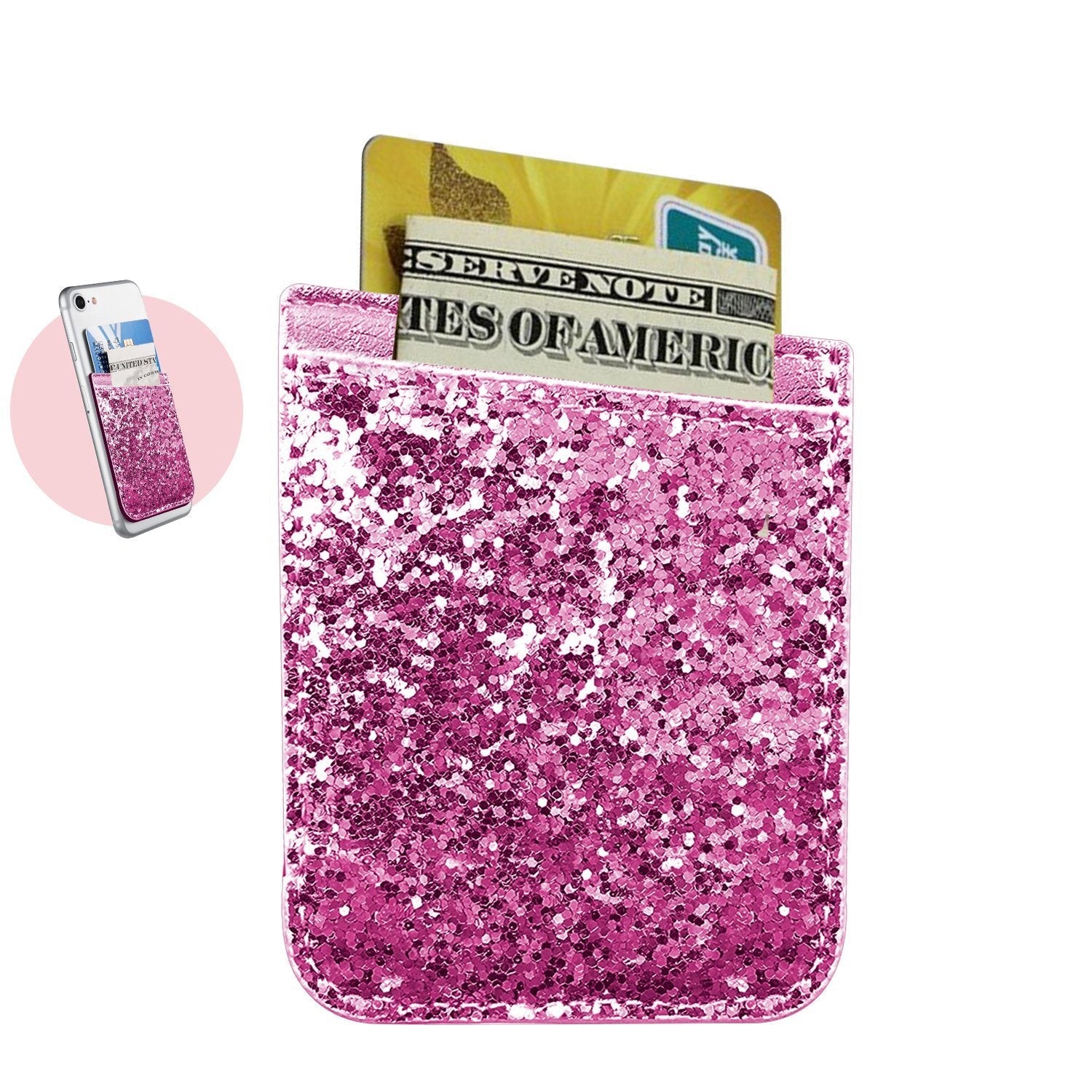 iFab Stick-On ID, Credit Card Wallet Phone Case for iPhone, Android Smartphones Pink Phone Case - Tophatter Daily Deals