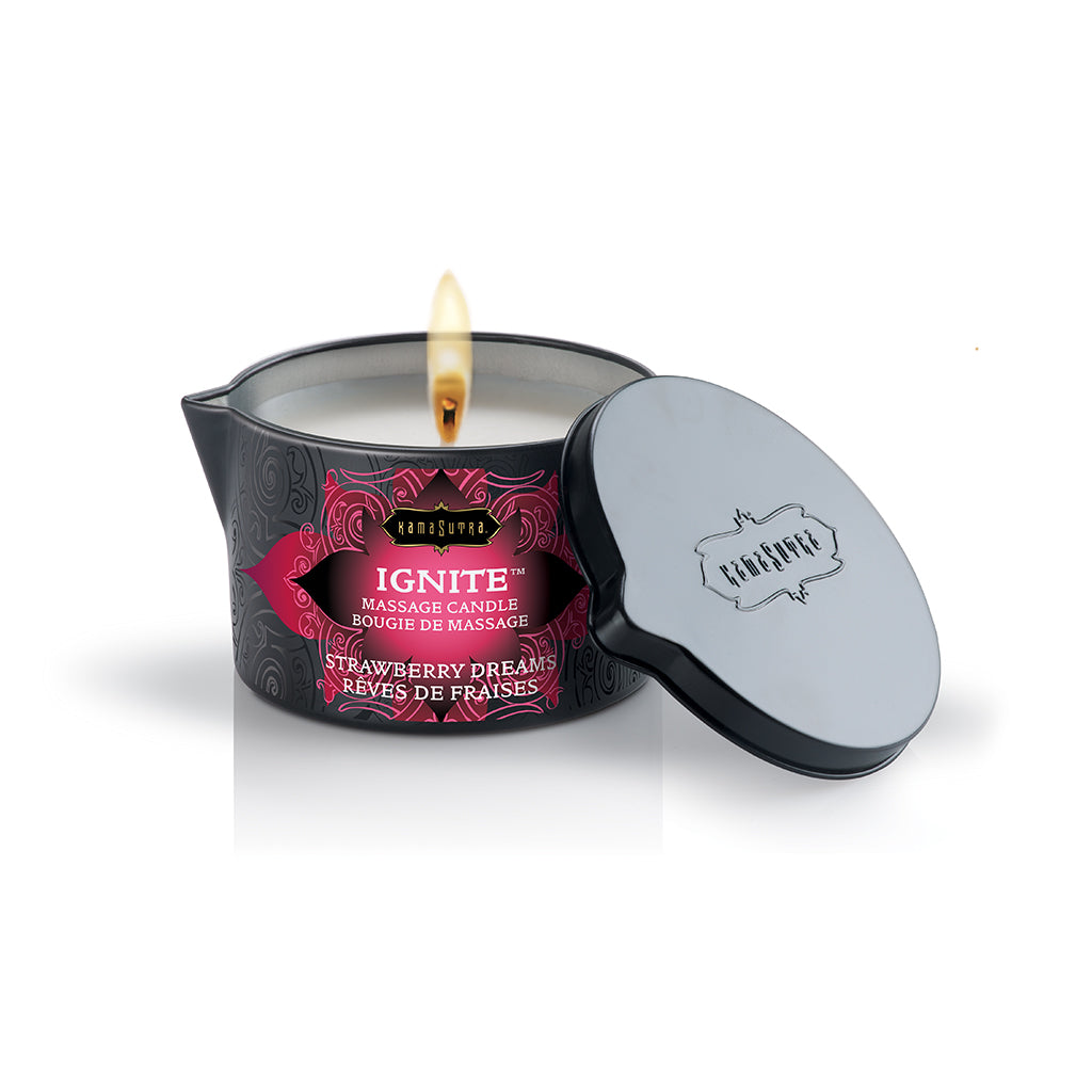 Ignite Massage Oil Candle Strawberry Dreams Scented Massage Oil Candle - Tophatter Daily Deals