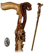 Cobra & Skull Encounter: Intricately Handcarved Artisan Cane Animal Handled Canes - Tophatter Daily Deals