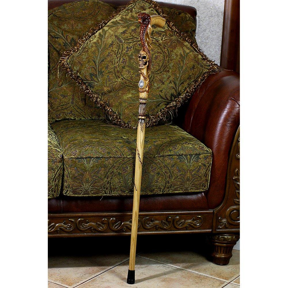 Cobra & Skull Encounter: Intricately Handcarved Artisan Cane Animal Handled Canes - Tophatter Daily Deals