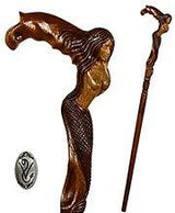 Crying Mermaid Artisan Intricate Detail Hand-Carved Cane Animal Handled Canes - Tophatter Daily Deals
