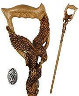 Hunting Eagle and Fish: Artisan Intricate Detail Handcarved Cane Animal Handled Canes - Tophatter Daily Deals