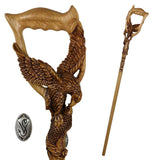 Hunting Eagle and Fish: Artisan Intricate Detail Handcarved Cane Animal Handled Canes - Tophatter Daily Deals