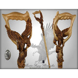 Hunting Eagle and Fish: Artisan Intricate Detail Handcarved Cane Light Wood Animal Handled Canes - Tophatter Daily Deals