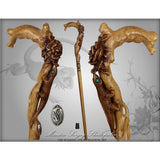 Lizard and Flower: Artisan Intricate Detail Handcarved Cane Light Wood Animal Handled Canes - Tophatter Daily Deals