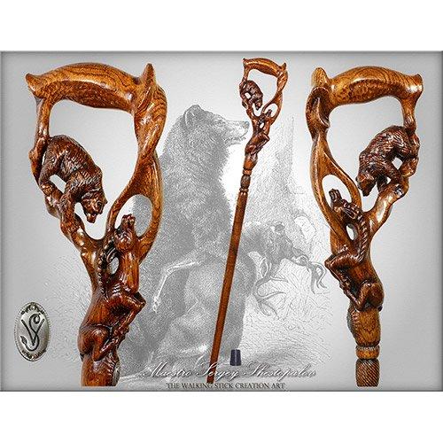 Bear & Gazelle: Artisan Intricate Detail Hand-Carved Cane Hand Carved Artisan - Tophatter Daily Deals