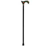 Exquisite Handpainted Flowers on Elegant Black Derby Wood Cane Hand Carved Artisan - Tophatter Daily Deals