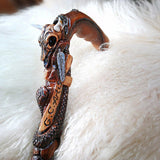 Buffalo Skull Snake: Artisan Intricate Handcarved Wood Cane Hand Carved Artisan - Tophatter Daily Deals