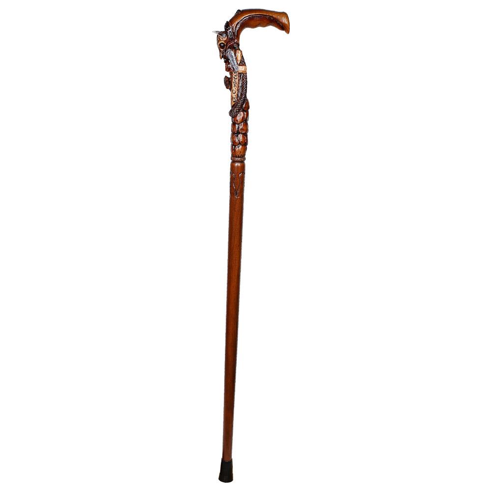 Buffalo Skull Snake: Artisan Intricate Handcarved Wood Cane Hand Carved Artisan - Tophatter Daily Deals