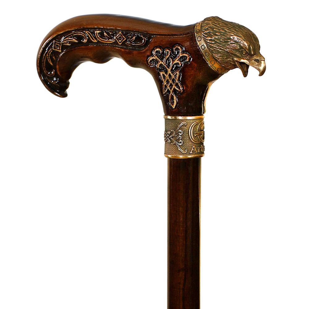 Eagle Head: Bronze Artisan Intricate Detail Design Cane Hand Carved Artisan - Tophatter Daily Deals